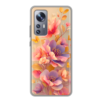 Силиконовый чехол на Xiaomi 12X с принтом Цветы и бабочки Силиконовый чехол на Xiaomi 12X с принтом Цветы и бабочки