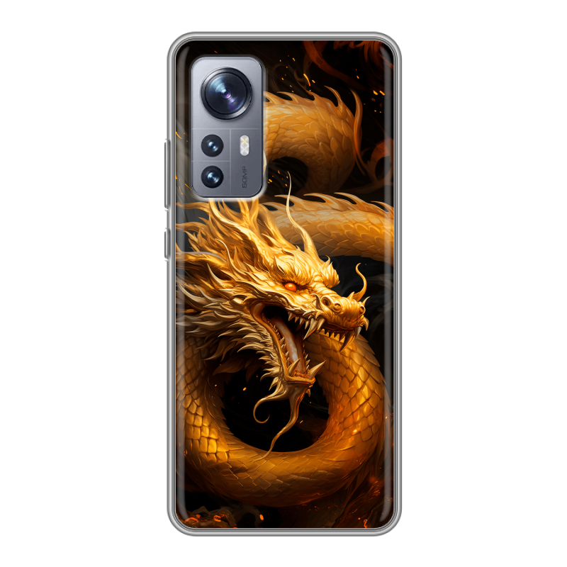 Силиконовый чехол на Xiaomi 12X с принтом Золотой дракон Силиконовый чехол на Xiaomi 12X с принтом Золотой дракон