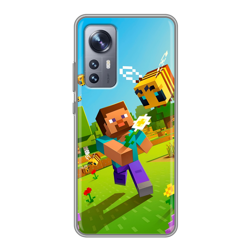 Силиконовый чехол на Xiaomi 12X с принтом Майнкрафт Minecraft Силиконовый чехол на Xiaomi 12X с принтом Майнкрафт Minecraft