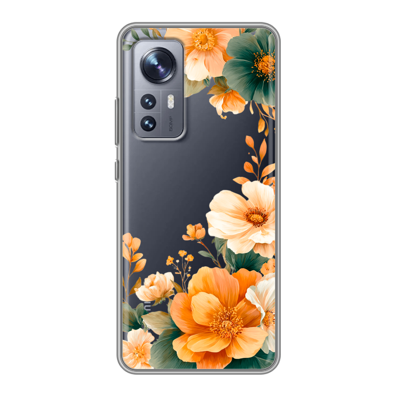 Силиконовый чехол на Xiaomi 12X с принтом Цветы принт Силиконовый чехол на Xiaomi 12X с принтом Цветы принт
