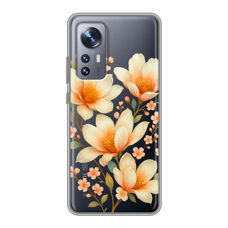 Силиконовый противоударный чехол на Xiaomi 12X с принтом Цветы Силиконовый противоударный чехол на Xiaomi 12X с принтом Цветы