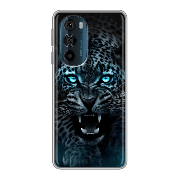 Силиконовый чехол на Motorola Edge 30 Pro с принтом Темный леопард Силиконовый чехол на Motorola Edge 30 Pro с принтом Темный леопард