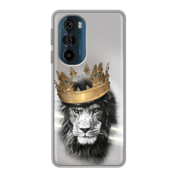 Силиконовый чехол на Motorola Edge 30 Pro с принтом Лев с короной Силиконовый чехол на Motorola Edge 30 Pro с принтом Лев с короной