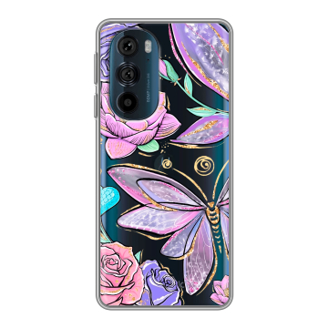 Силиконовый чехол на Motorola Edge 30 Pro с принтом Бабочки и цветы