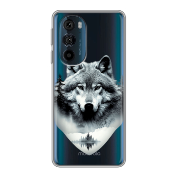 Силиконовый чехол на Motorola Edge 30 Pro с принтом Волк в лесу