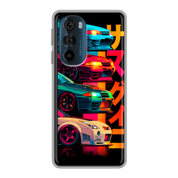 Силиконовый чехол на Motorola Edge 30 Pro с принтом Гоночные машины