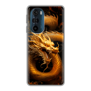 Силиконовый чехол на Motorola Edge 30 Pro с принтом Золотой дракон