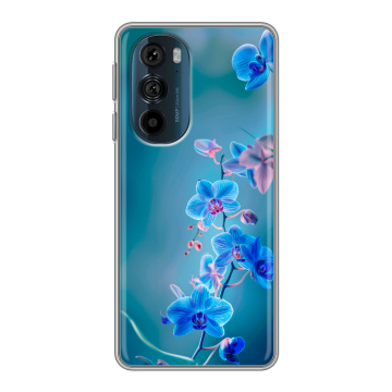 Силиконовый чехол на Motorola Edge 30 Pro с принтом Голубые цветы