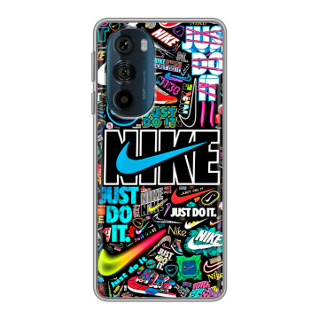 Силиконовый чехол на Motorola Edge 30 Pro с принтом найк nike черный