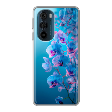 Силиконовый чехол на Motorola Edge 30 Pro с принтом голубые орхидеи