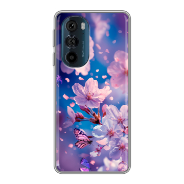 Силиконовый чехол на Motorola Edge 30 Pro с принтом цветы бабочки