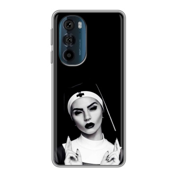 Силиконовый чехол на Motorola Edge 30 Pro с принтом монашка