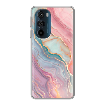 Силиконовый чехол на Motorola Edge 30 Pro с принтом розовый мрамор