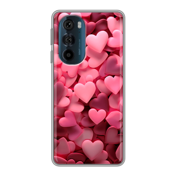Силиконовый чехол на Motorola Edge 30 Pro с принтом розовые сердечки