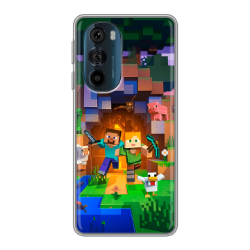 Силиконовый чехол на Motorola Edge 30 Pro с принтом Майнкрафт Minecraft