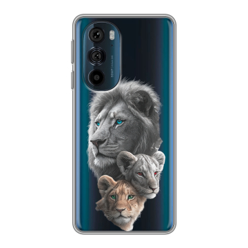 Силиконовый чехол на Motorola Edge 30 Pro с принтом Львы