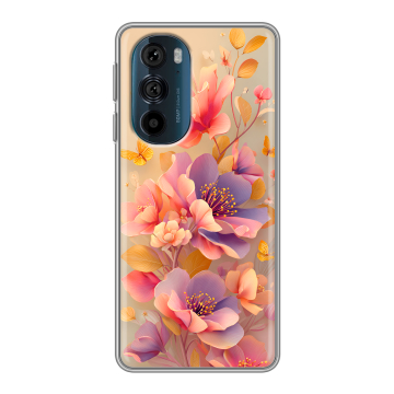 Силиконовый чехол на Motorola Edge 30 Pro с принтом Цветы и бабочки