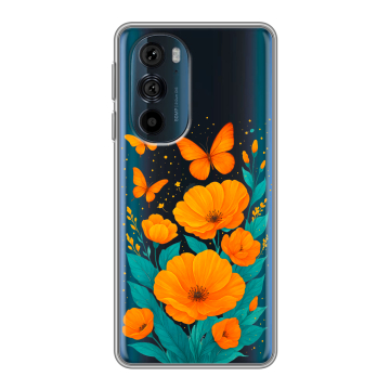 Силиконовый чехол на Motorola Edge 30 Pro с принтом цветы бабочки