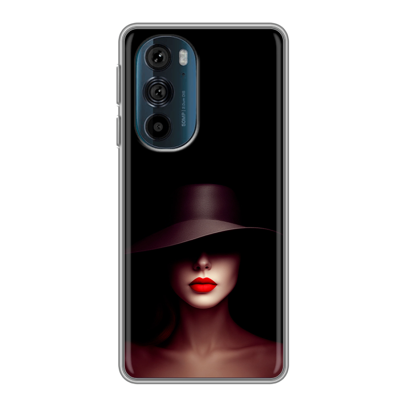 Силиконовый чехол на Motorola Edge 30 Pro с принтом Девушка в шляпе Силиконовый чехол на Motorola Edge 30 Pro с принтом Девушка в шляпе