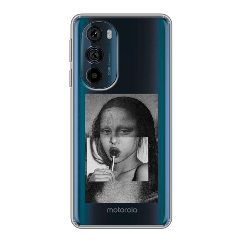 Силиконовый противоударный чехол на Motorola Edge 30 Pro с принтом Мона Лиза Силиконовый противоударный чехол на Motorola Edge 30 Pro с принтом Мона Лиза