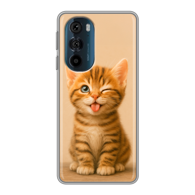 Силиконовый чехол на Motorola Edge 30 Pro с принтом котенок Силиконовый чехол на Motorola Edge 30 Pro с принтом котенок