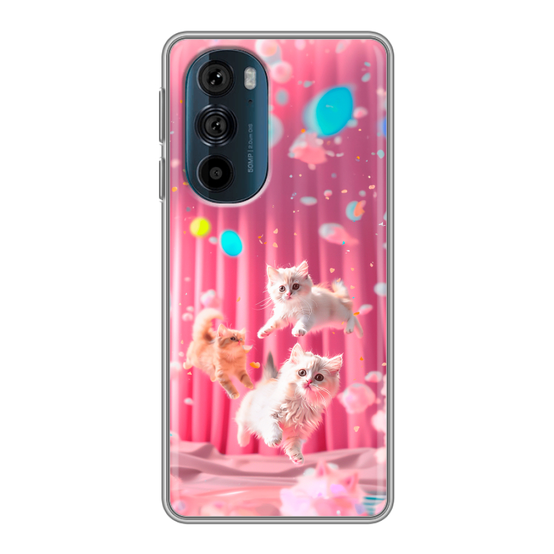 Силиконовый противоударный чехол на Motorola Edge 30 Pro с принтом милые котики Силиконовый противоударный чехол на Motorola Edge 30 Pro с принтом милые котики