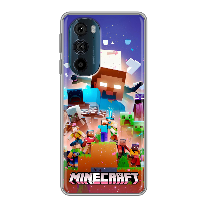 Силиконовый противоударный чехол на Motorola Edge 30 Pro с принтом Майнкрафт Minecraft Силиконовый противоударный чехол на Motorola Edge 30 Pro с принтом Майнкрафт Minecraft