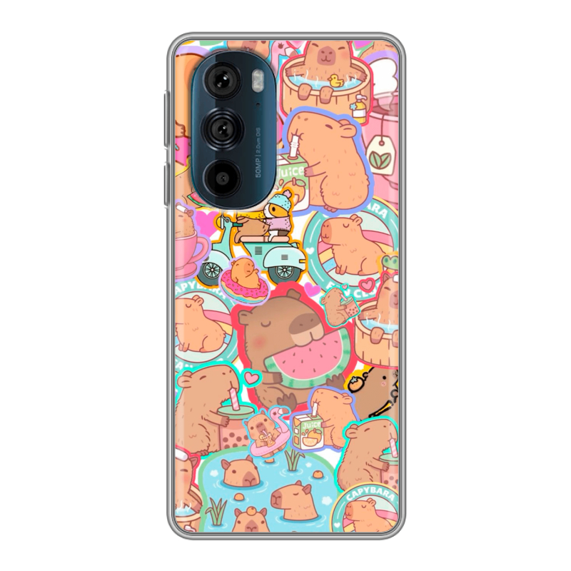 Силиконовый чехол на Motorola Edge 30 Pro с принтом капибары Силиконовый чехол на Motorola Edge 30 Pro с принтом капибары