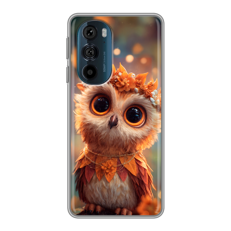 Силиконовый противоударный чехол на Motorola Edge 30 Pro с принтом Милая сова Силиконовый противоударный чехол на Motorola Edge 30 Pro с принтом Милая сова