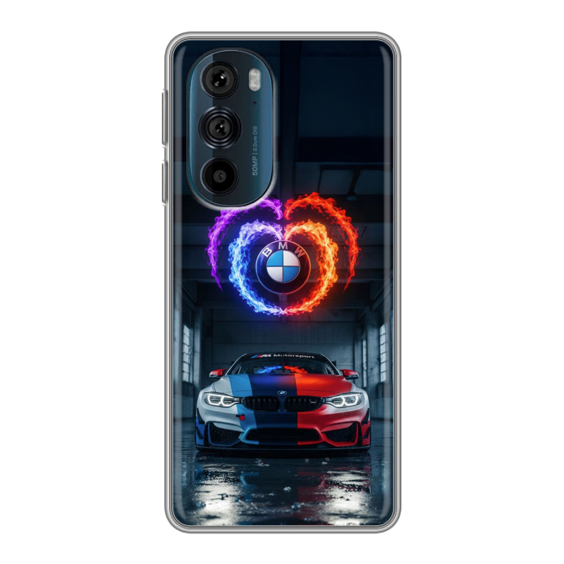 Силиконовый противоударный чехол на Motorola Edge 30 Pro с принтом BMW БМВ Силиконовый противоударный чехол на Motorola Edge 30 Pro с принтом BMW БМВ