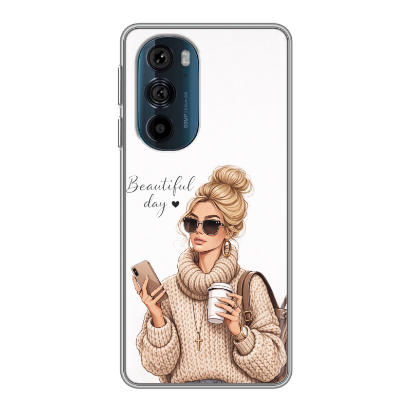 Силиконовый противоударный чехол на Motorola Edge 30 Pro с принтом женский Силиконовый противоударный чехол на Motorola Edge 30 Pro с принтом женский