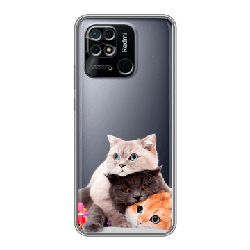 Силиконовый чехол на Xiaomi Redmi 10C с принтом Кошки Силиконовый чехол на Xiaomi Redmi 10C с принтом Кошки