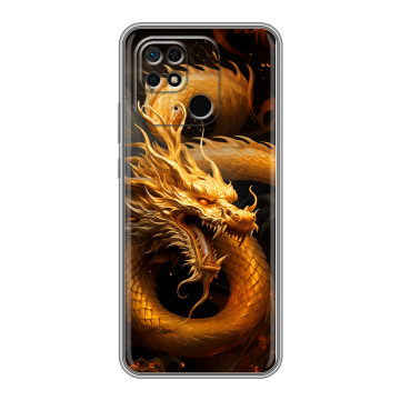 Силиконовый чехол на Xiaomi Redmi 10C с принтом Золотой дракон Силиконовый чехол на Xiaomi Redmi 10C с принтом Золотой дракон