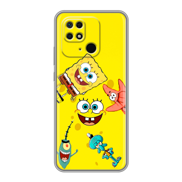 Силиконовый чехол на Xiaomi Redmi 10C с принтом Спанч боб Спанчбоб