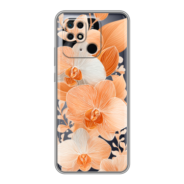Силиконовый чехол на Xiaomi Redmi 10C с принтом Бежевые цветы