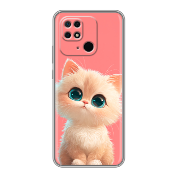 Силиконовый чехол на Xiaomi Redmi 10C с принтом Розовый котенок
