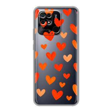 Силиконовый чехол на Xiaomi Redmi 10C с принтом Сердечки