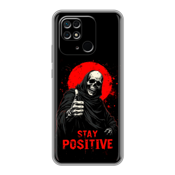 Силиконовый чехол на Xiaomi Redmi 10C с принтом смешной скелет