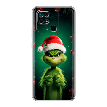 Силиконовый чехол на Xiaomi Redmi 10C с принтом Гринч Новый год Рождество