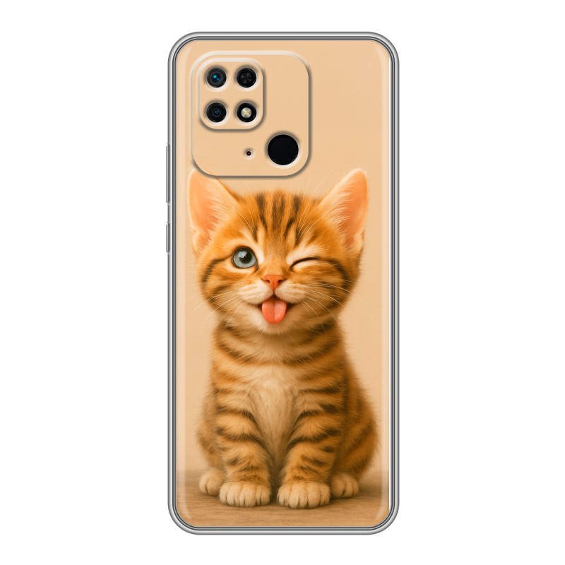 Силиконовый противоударный чехол на Xiaomi Redmi 10C с принтом котенок Силиконовый противоударный чехол на Xiaomi Redmi 10C с принтом котенок