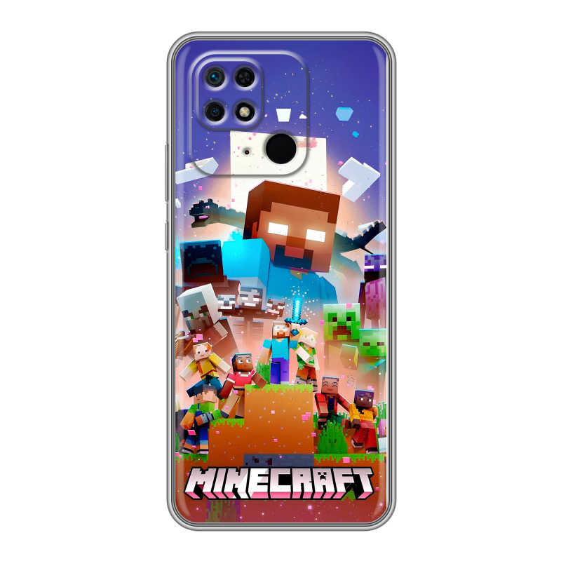Силиконовый чехол на Xiaomi Redmi 10C с принтом Майнкрафт Minecraft Силиконовый чехол на Xiaomi Redmi 10C с принтом Майнкрафт Minecraft
