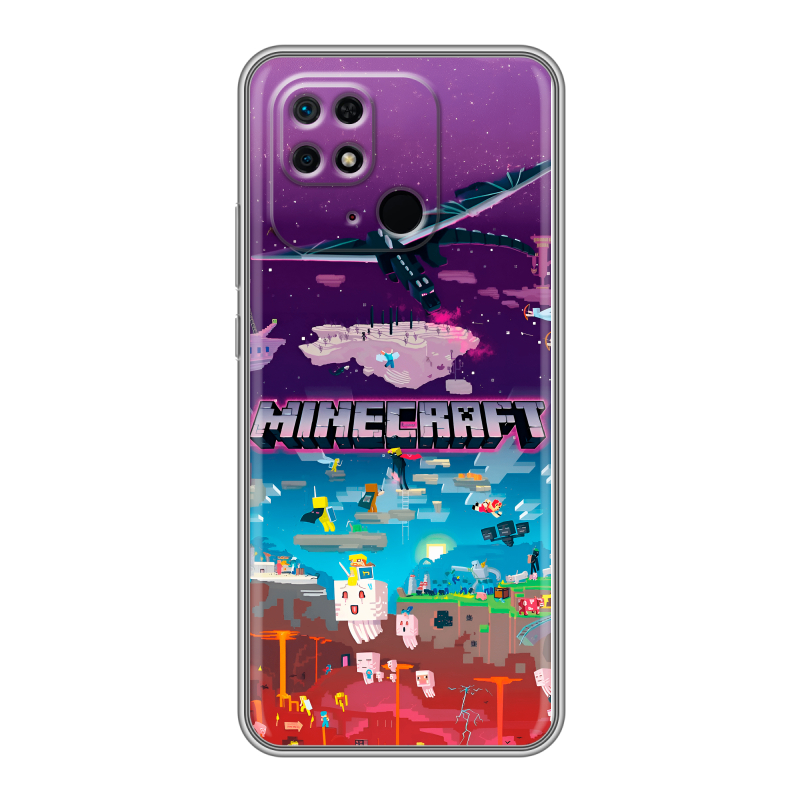Силиконовый чехол на Xiaomi Redmi 10C с принтом Майнкрафт Minecraft Силиконовый чехол на Xiaomi Redmi 10C с принтом Майнкрафт Minecraft