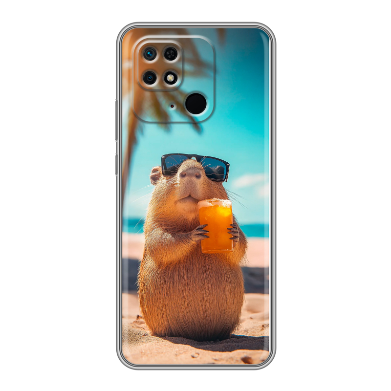 Силиконовый чехол на Xiaomi Redmi 10C с принтом Капибара Силиконовый чехол на Xiaomi Redmi 10C с принтом Капибара