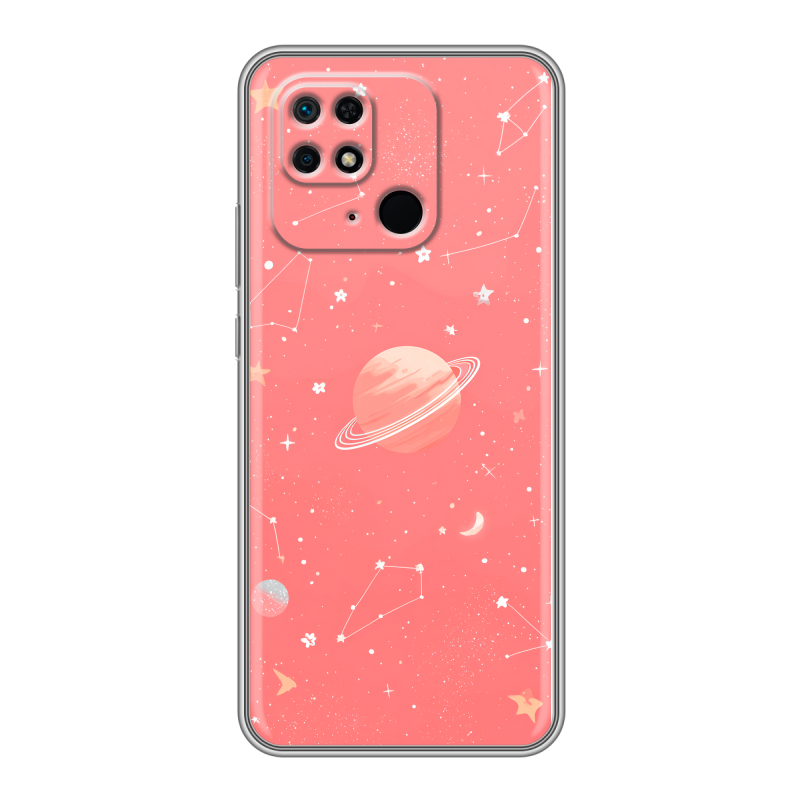 Силиконовый чехол на Xiaomi Redmi 10C с принтом Розовый космос Силиконовый чехол на Xiaomi Redmi 10C с принтом Розовый космос