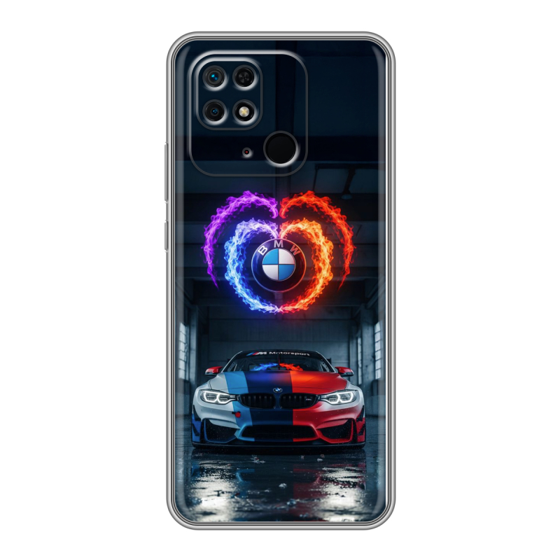 Силиконовый чехол на Xiaomi Redmi 10C с принтом BMW БМВ Силиконовый чехол на Xiaomi Redmi 10C с принтом BMW БМВ