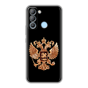 Силиконовый чехол на Tecno Pop 5 LTE с принтом Герб России золотой
