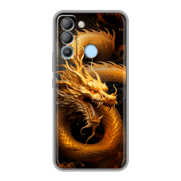 Силиконовый чехол на Tecno Pop 5 LTE с принтом Золотой дракон