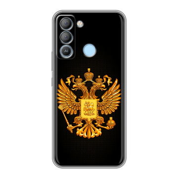 Силиконовый чехол на Tecno Pop 5 LTE с принтом Герб России желтый Силиконовый чехол на Tecno Pop 5 LTE с принтом Герб России желтый