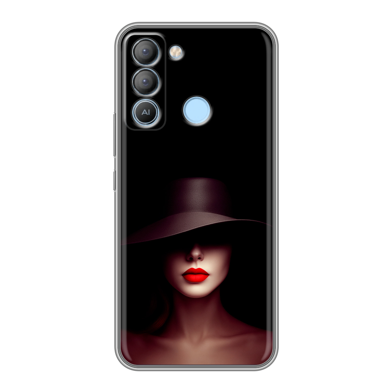 Силиконовый чехол на Tecno Pop 5 LTE с принтом Девушка в шляпе Силиконовый чехол на Tecno Pop 5 LTE с принтом Девушка в шляпе