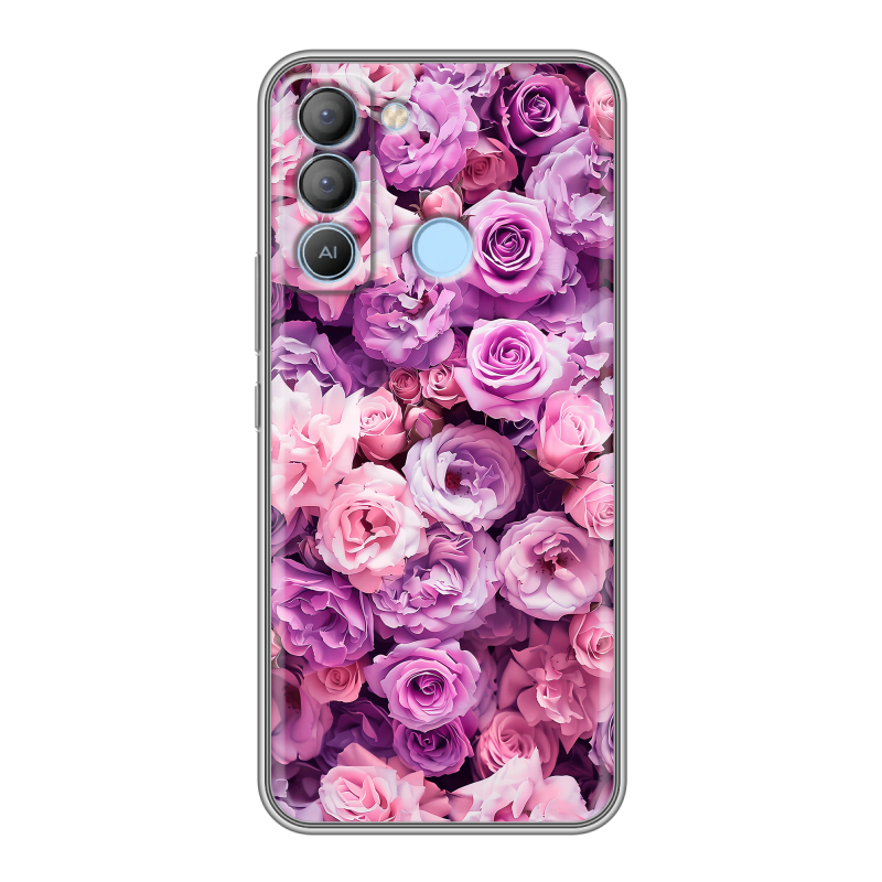 Силиконовый чехол на Tecno Pop 5 LTE с принтом лавандовые розы Силиконовый чехол на Tecno Pop 5 LTE с принтом лавандовые розы